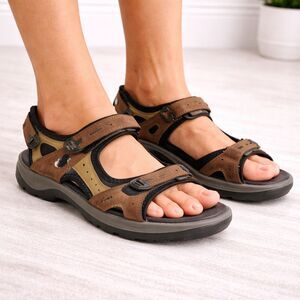 ECCO Yucatan Brown Nubuck Leather Hiking Outdoors Womens sandals size 11 EU 42